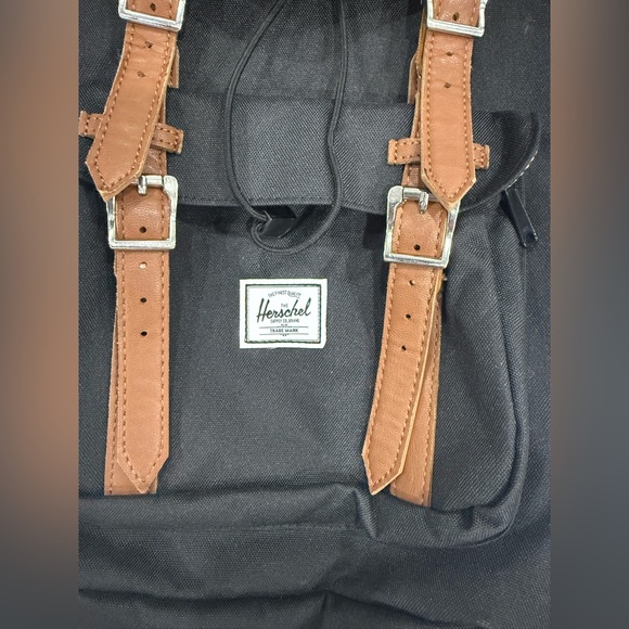 Herschel Supply Company Classic Black Backpack with Brown Straps - Picture 5 of 8